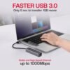Datronic USB 3.0 to RJ45 Gigabit Ethernet Adapter with 3‑Port USB Hub
