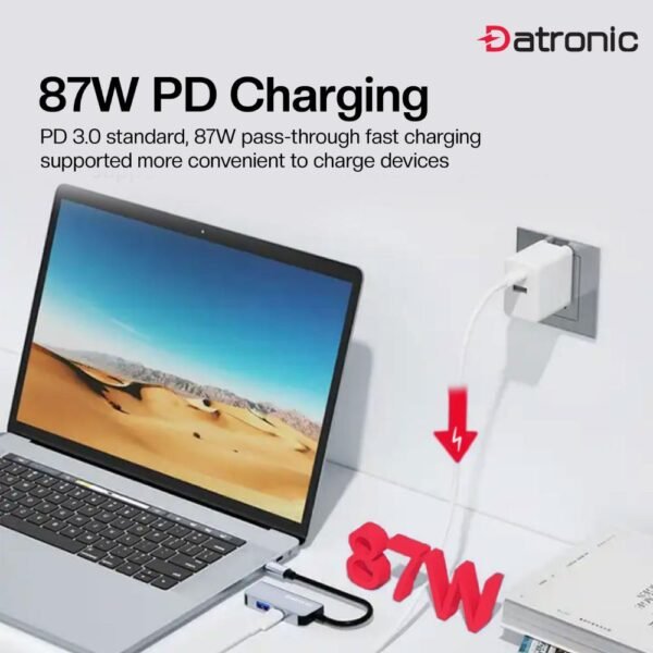 Datronic USB‑C 3‑in‑1 4K HDMI Multiport Adapter with 87 W PD