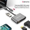 Datronic USB‑C 4‑in‑1 HDMI & VGA Dual Display Multiport Adapter with 100W PD