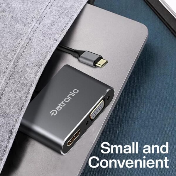 Datronic USB‑C 4‑in‑1 HDMI & VGA Dual Display Multiport Adapter with 100W PD